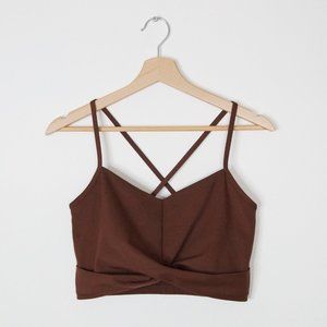 Girlfriend Collective Matisse Twist Sports Bra Earth Brown Medium